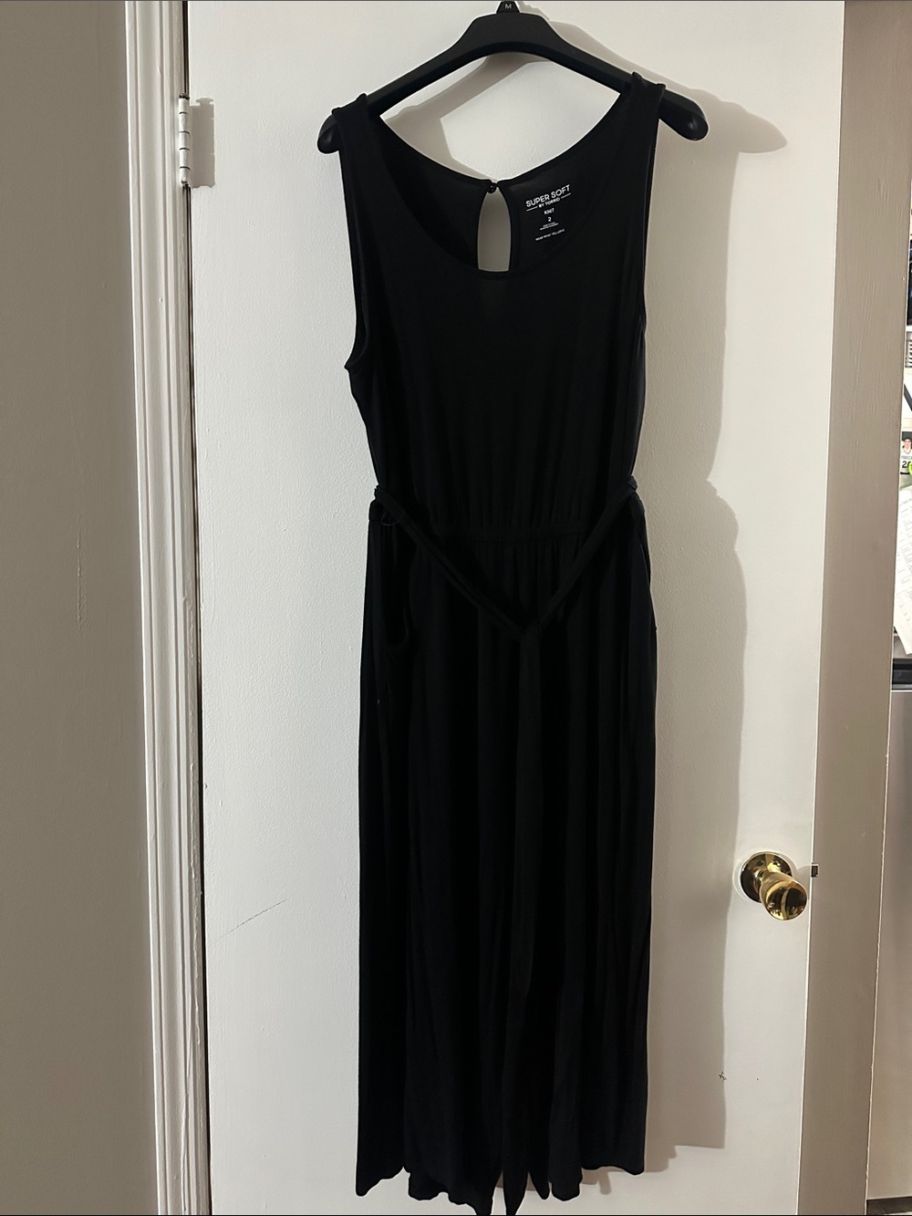 Sleeveless Black jumpersuit Dress with Waist Tie